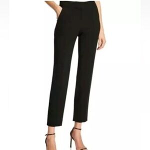 St. John Emma Cropped Trousers Stretch Flat Front Navy Women's Size 6